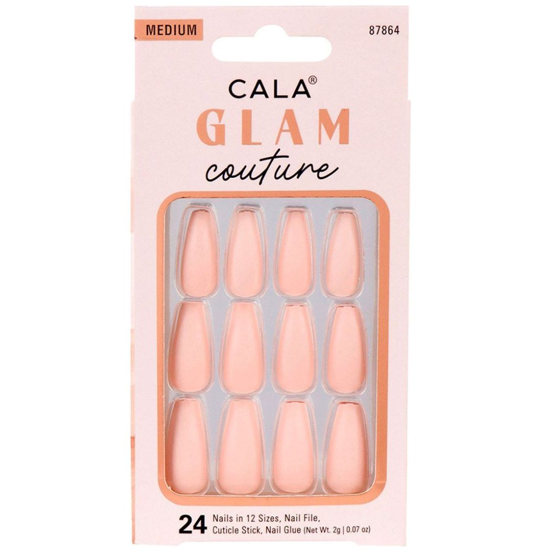 Kit Uñas Postizas Medium Coffin Nude Matte 24 Piezas