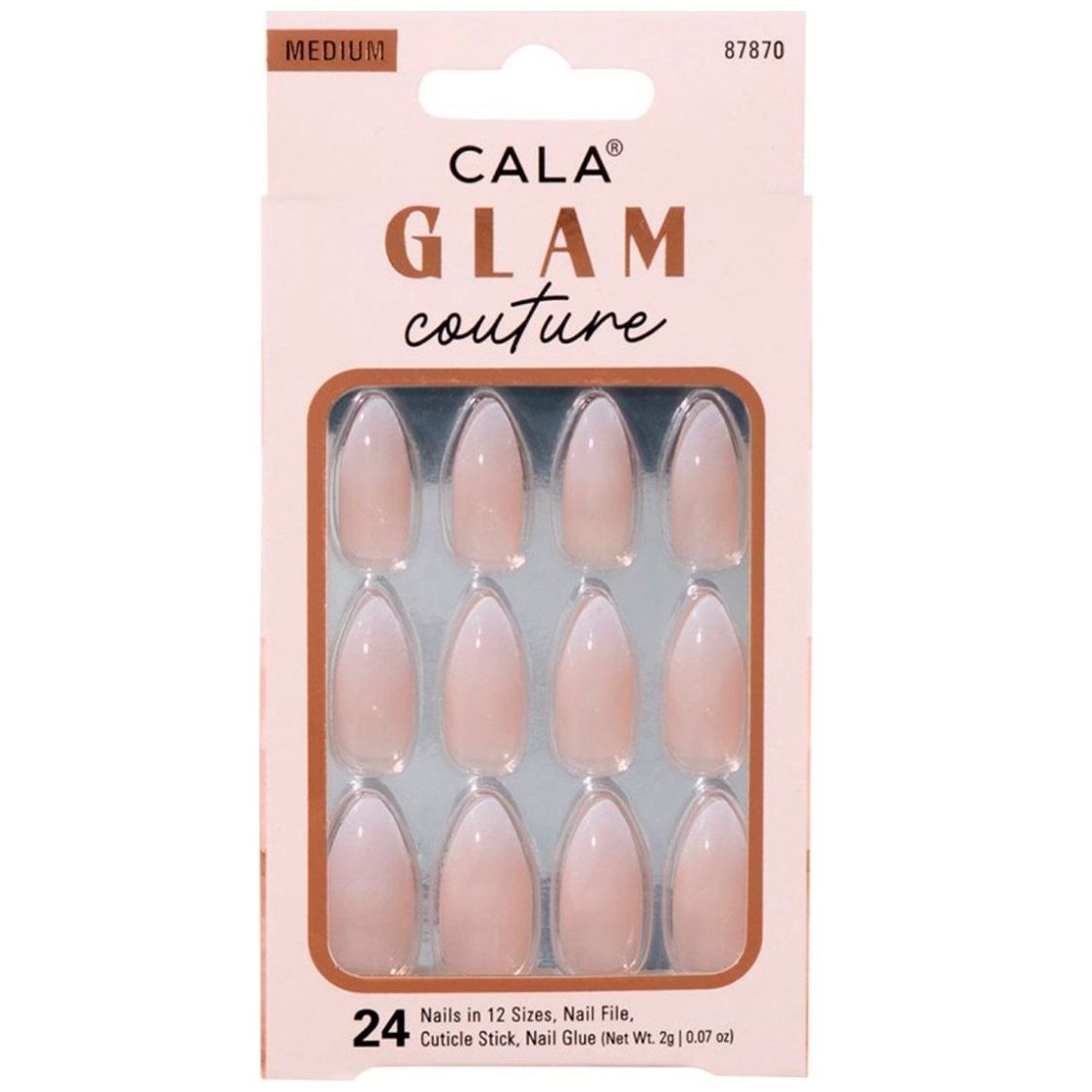 Kit Uñas Postizas Glam Medium Durazno Degradado 24 Piezas