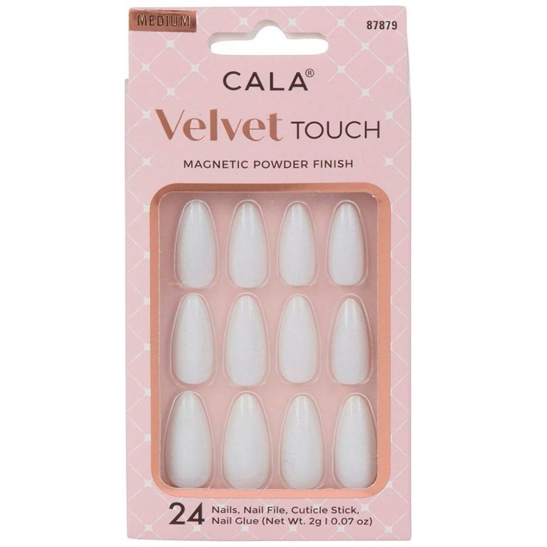 Kit Uñas Postizas Velvet Medium Almond Perla Cateye 24 Piezas