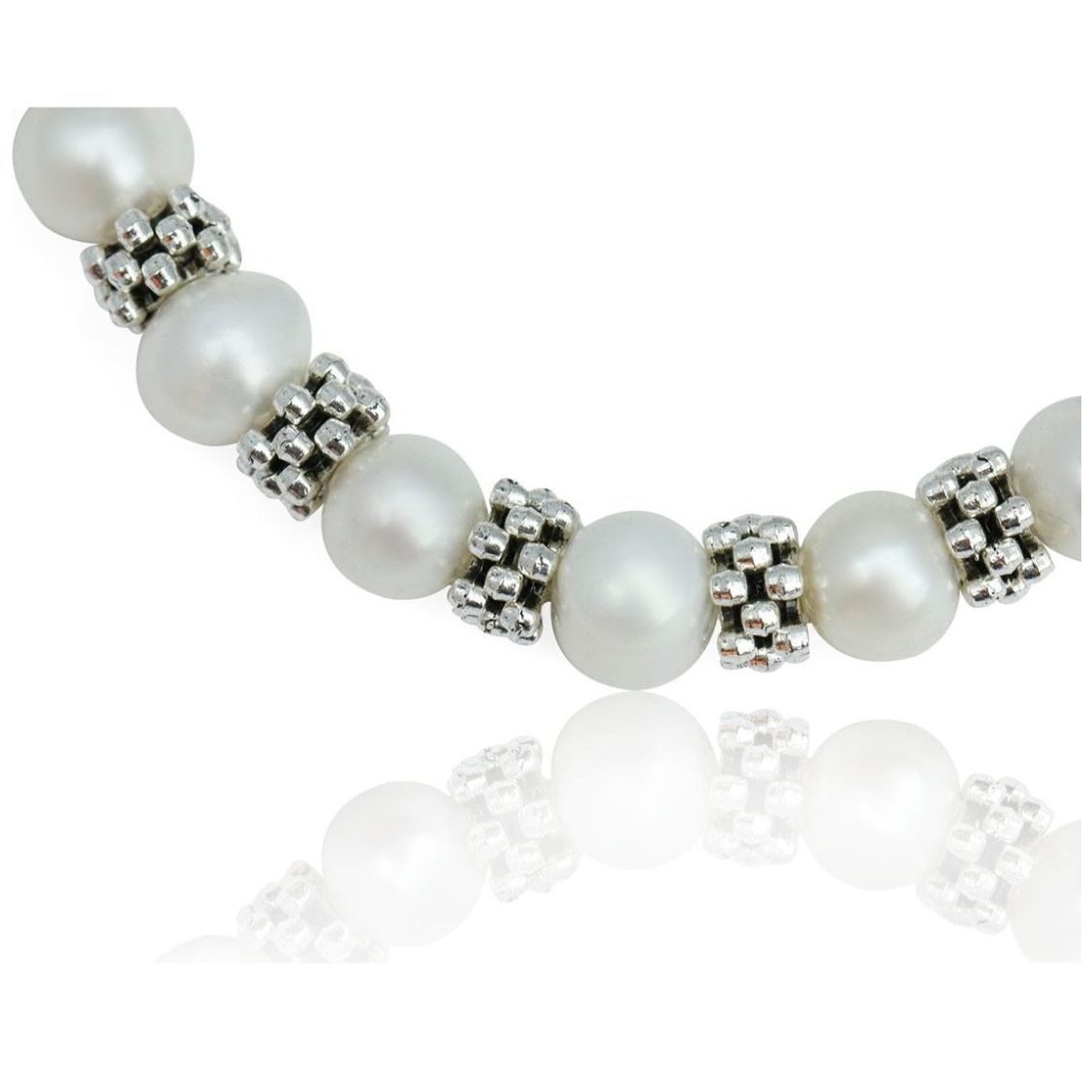 Collar y Aretes C&c Elegante Perlas Cultivadas Blanco