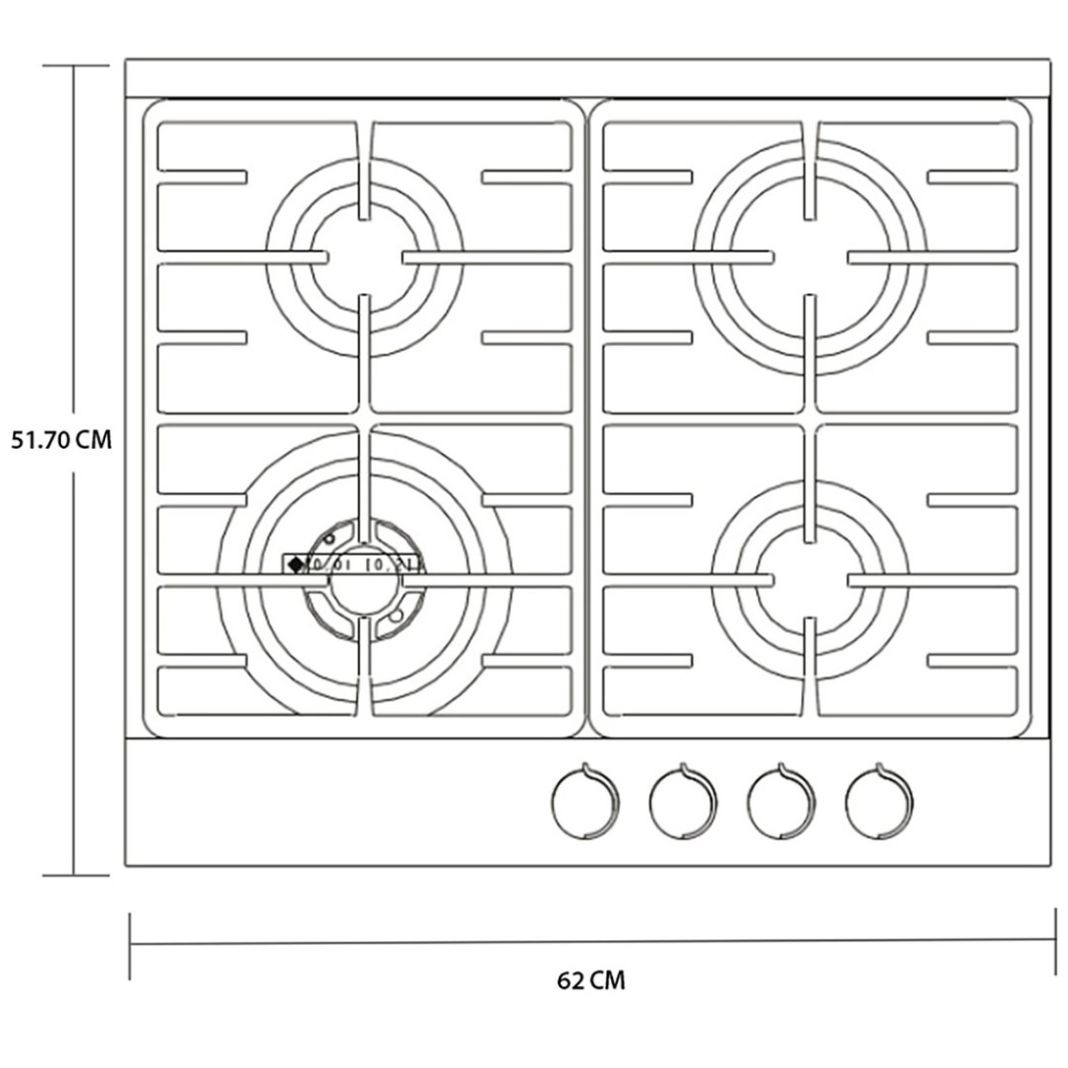 Parrilla Io Mabe a Gas Lp 60 Cm Acero Io64Ti0