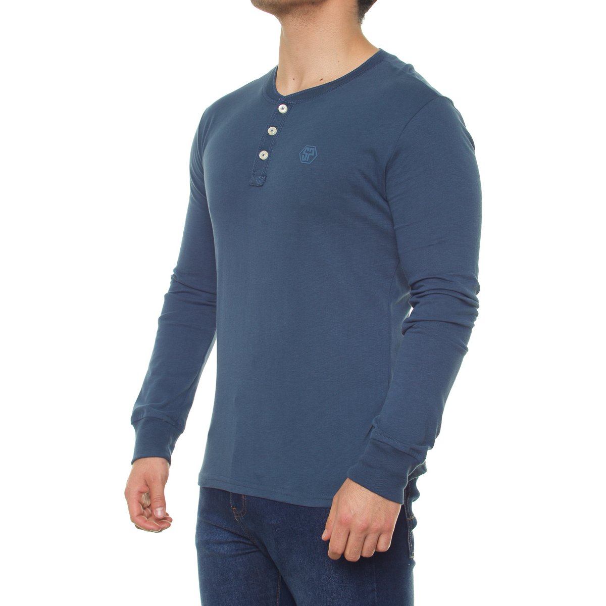 Playera Manga Larga para Hombre Silver Plate