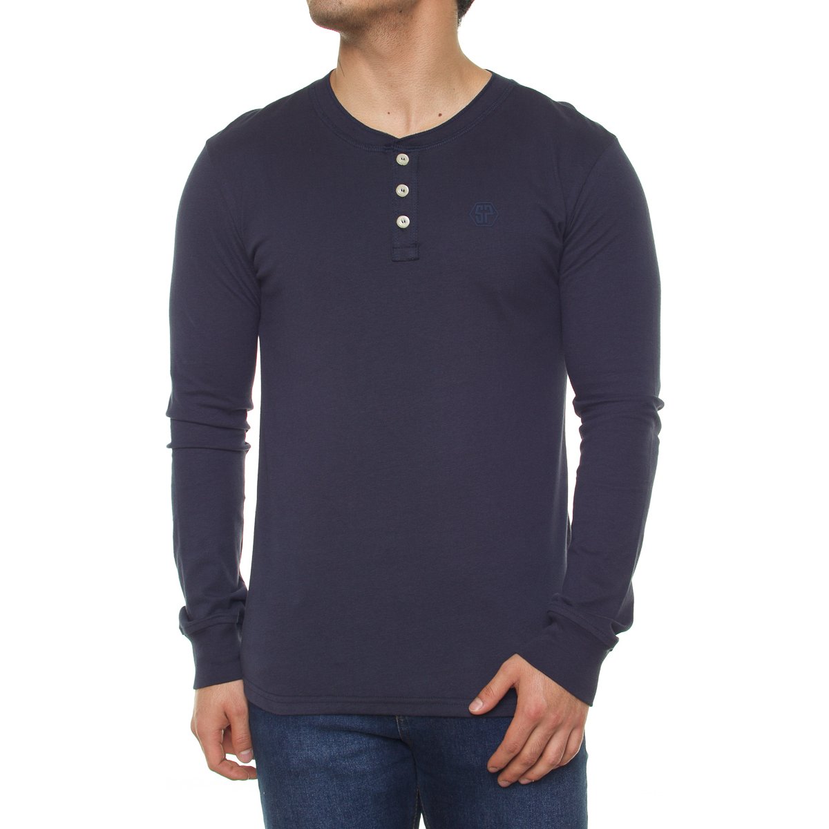 Playera Manga Larga para Hombre Silver Plate