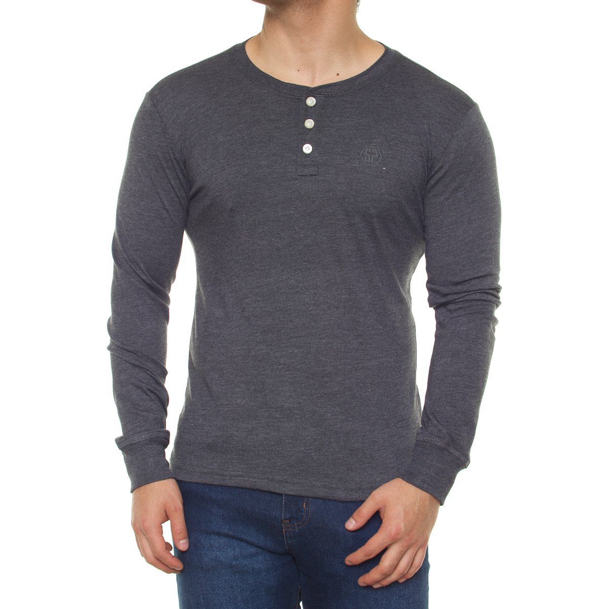 Playera Manga Larga para Hombre Silver Plate