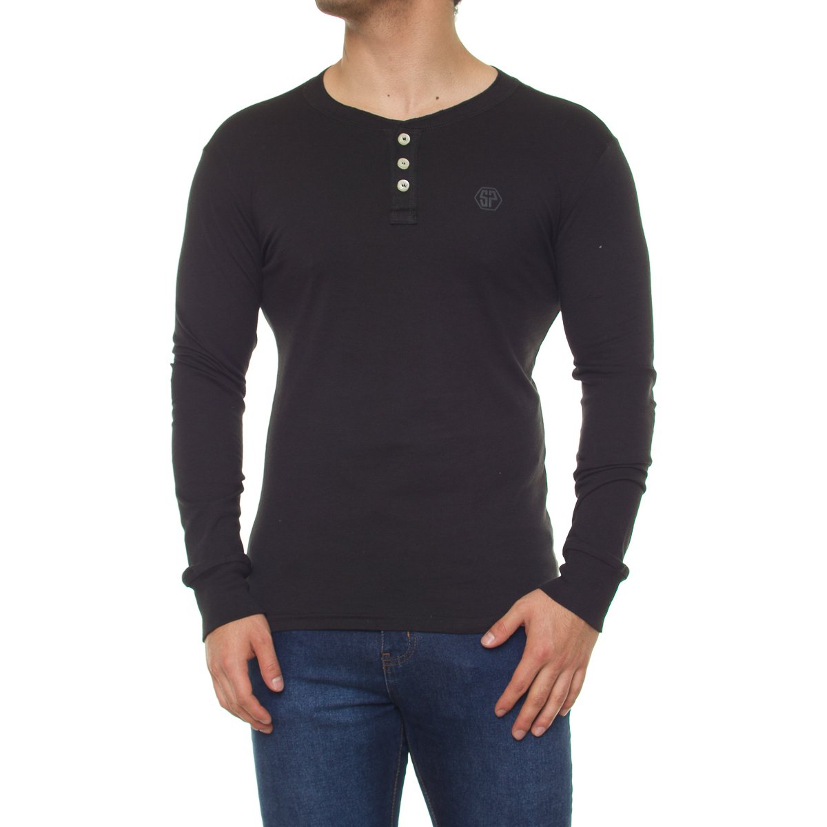 Playera Manga Larga para Hombre Silver Plate