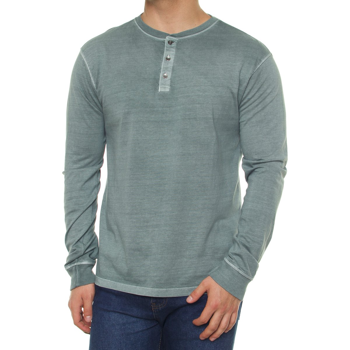Playera Manga Larga Cuello Henley para Hombre Jeanious