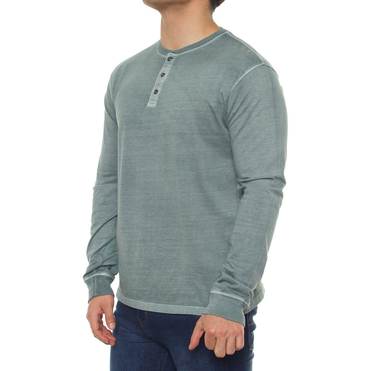 Playera Manga Larga Cuello Henley para Hombre Jeanious