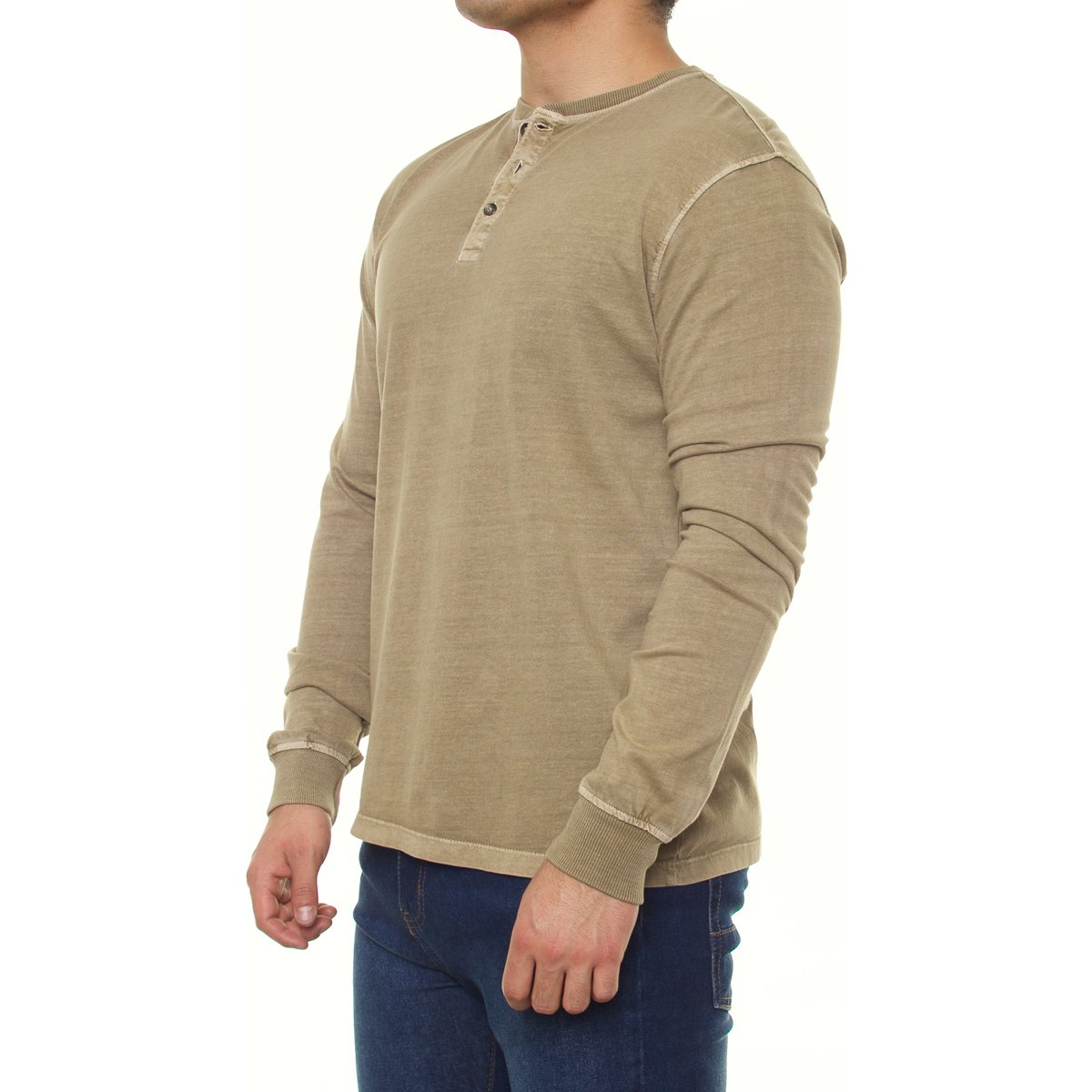 Playera Manga Larga Cuello Henley para Hombre Jeanious