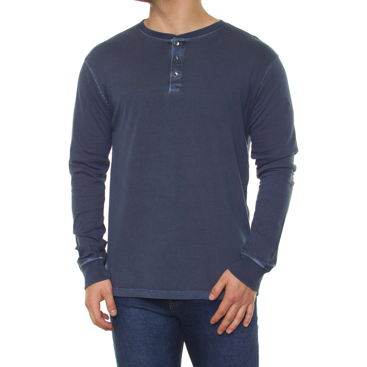 Playera Manga Larga Cuello Henley para Hombre Jeanious