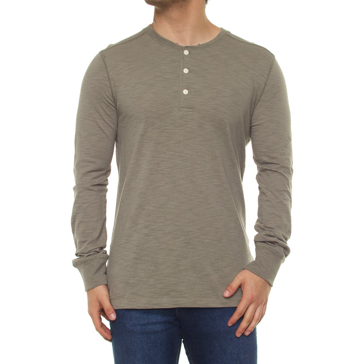 Playera Manga Larga Cuello Henley para Hombre J.opus