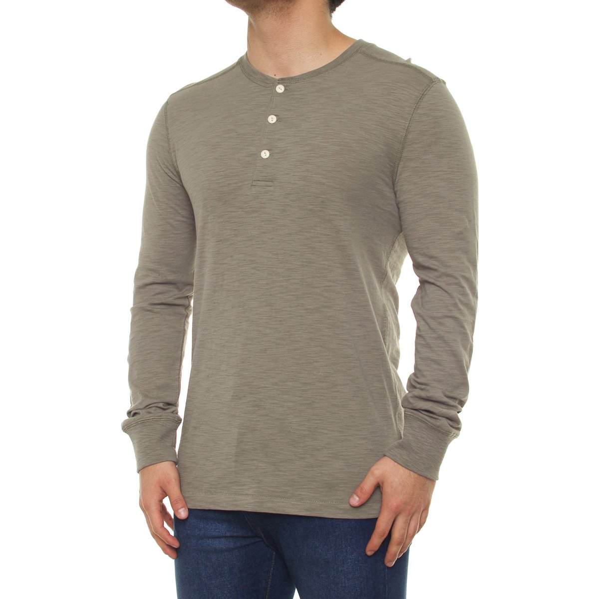 Playera Manga Larga Cuello Henley para Hombre J.opus