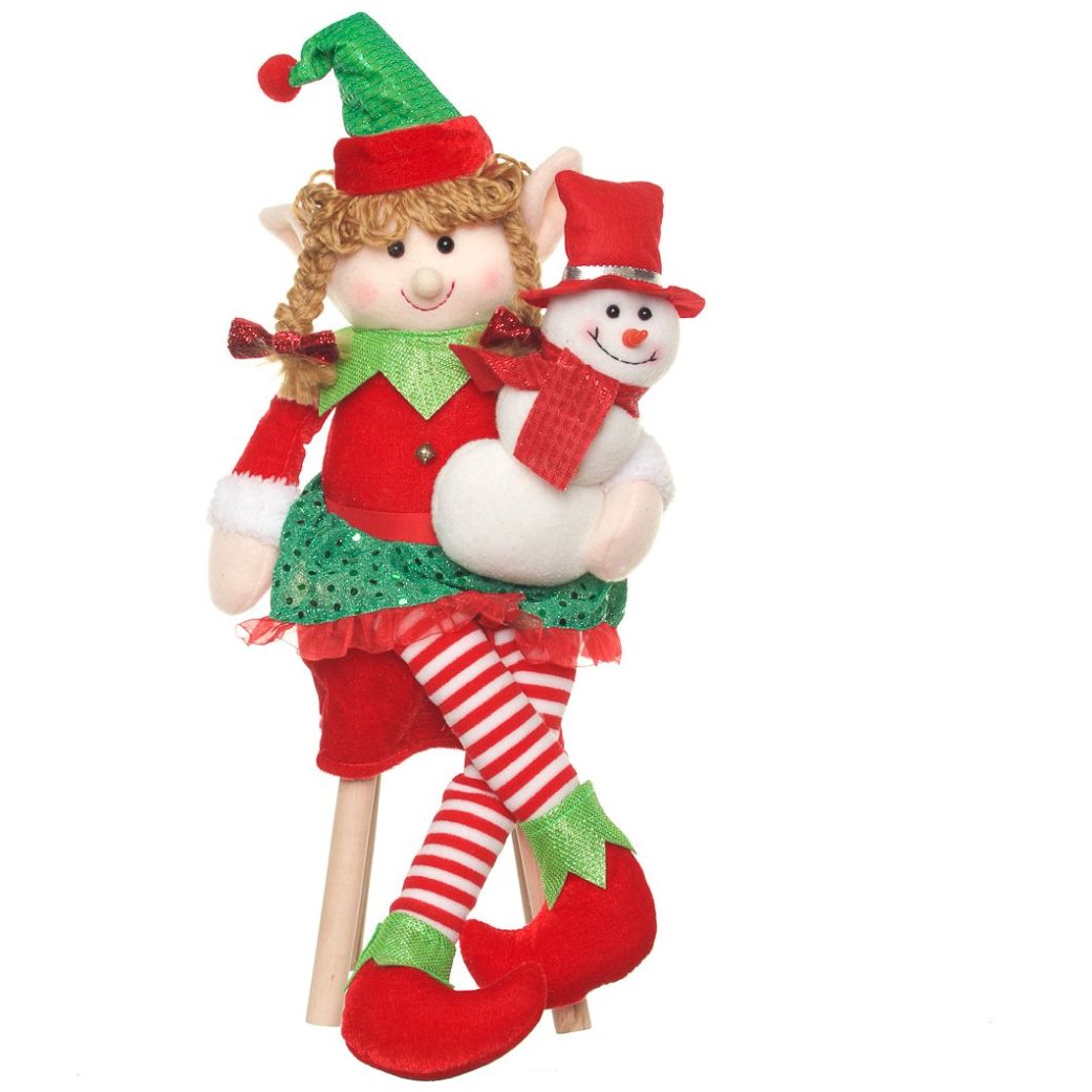 Duende Sentado Rojo Y Verde 50Cm