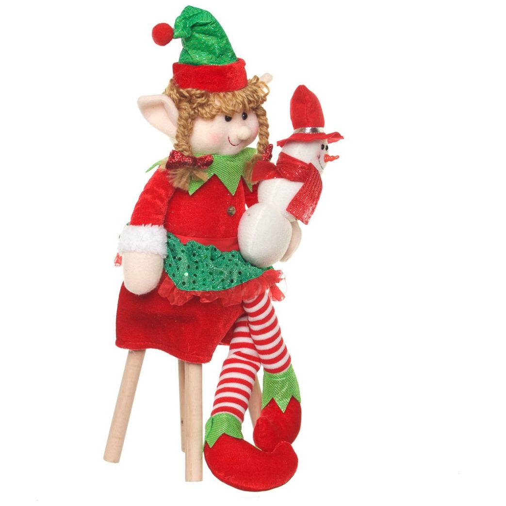 Duende Sentado Rojo Y Verde 50Cm