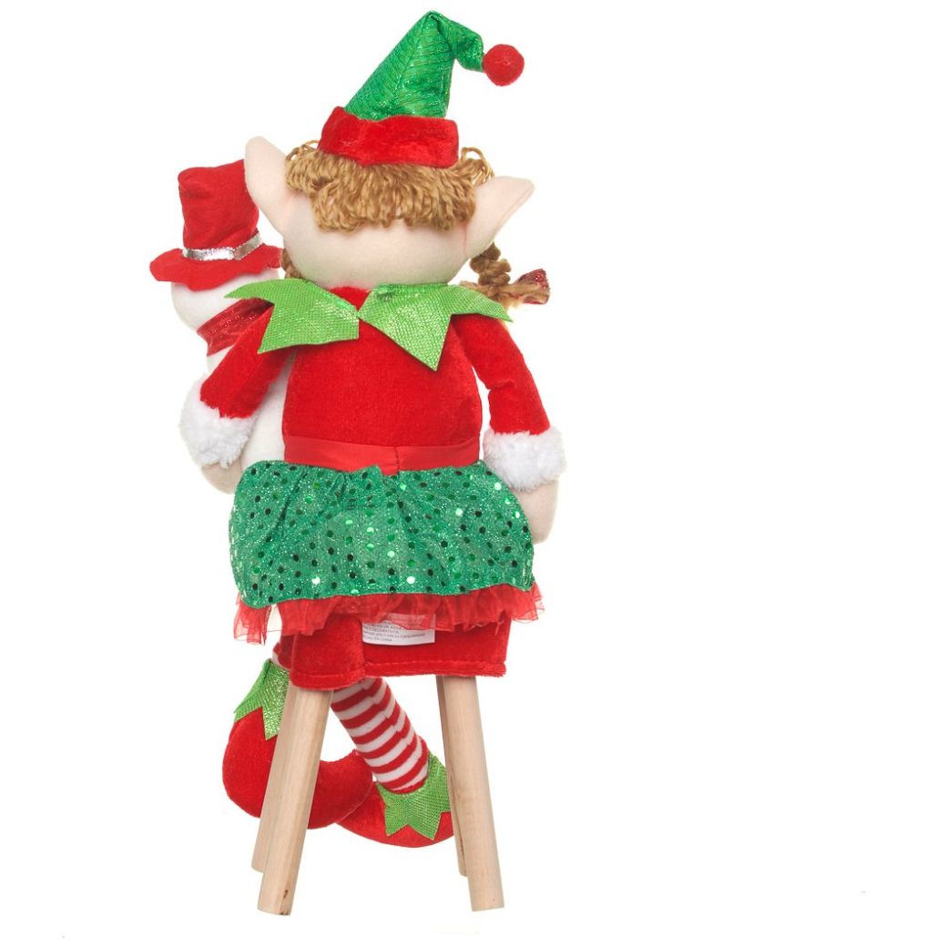 Duende Sentado Rojo Y Verde 50Cm