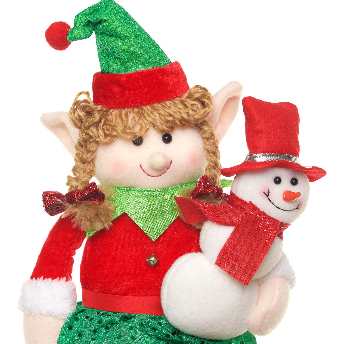 Duende Sentado Rojo Y Verde 50Cm