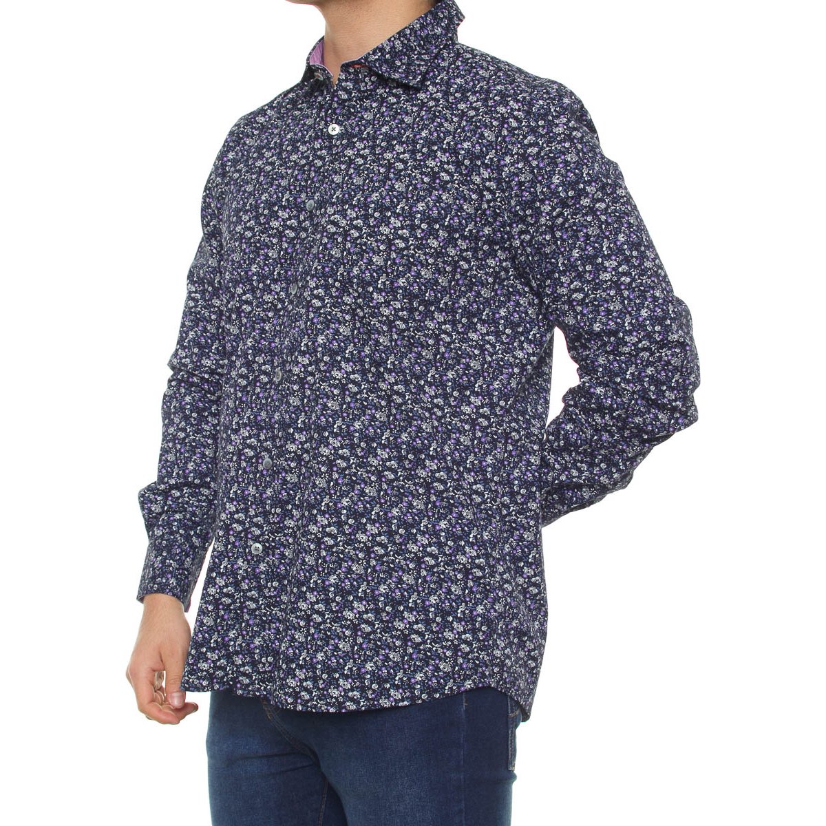 Camisa Casual Manga Larga Estampado Floral para Hombre Carlo Corinto