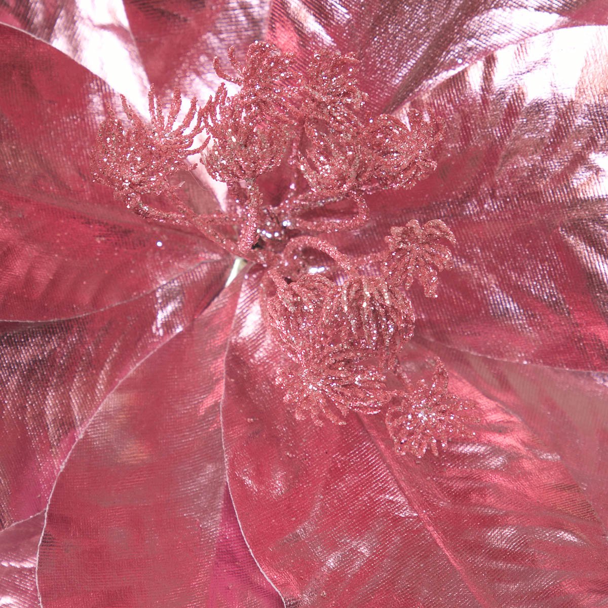Flor de Nochebuena Rosa Metalico 45Cm