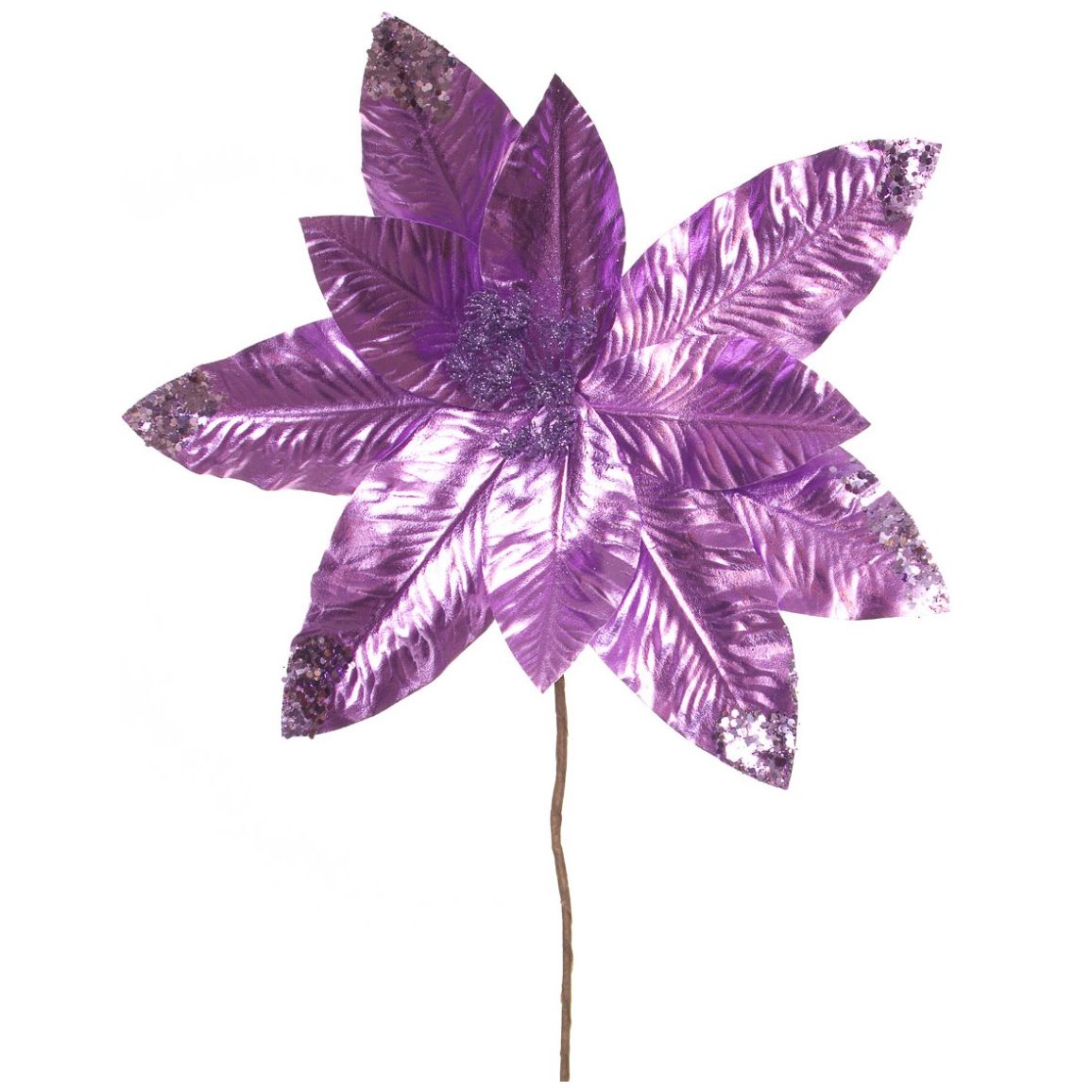 Flor de Nochebuena Lavanda Metálico 45Cm