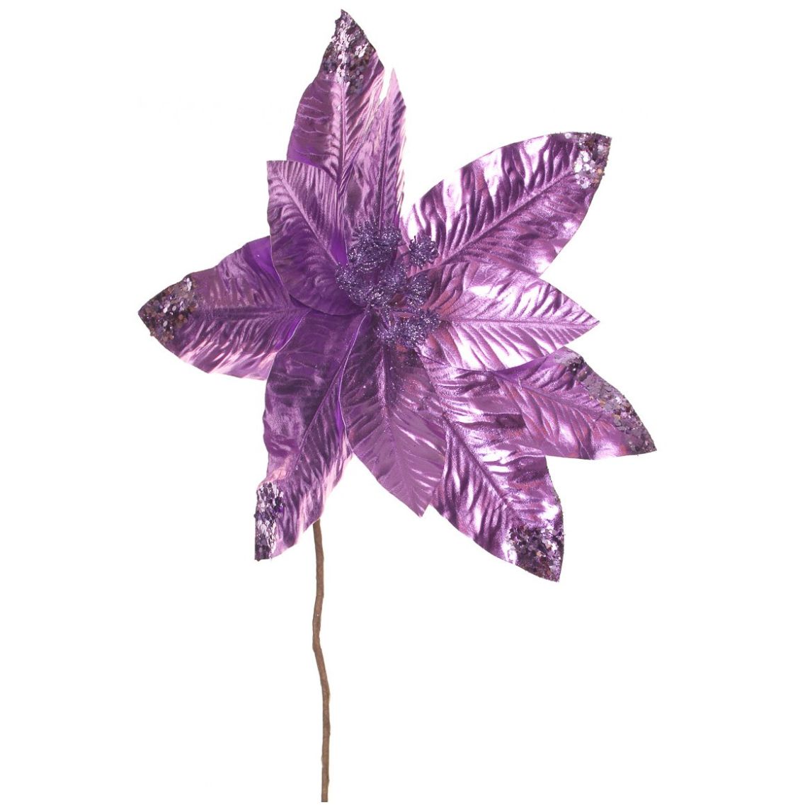 Flor de Nochebuena Lavanda Metálico 45Cm