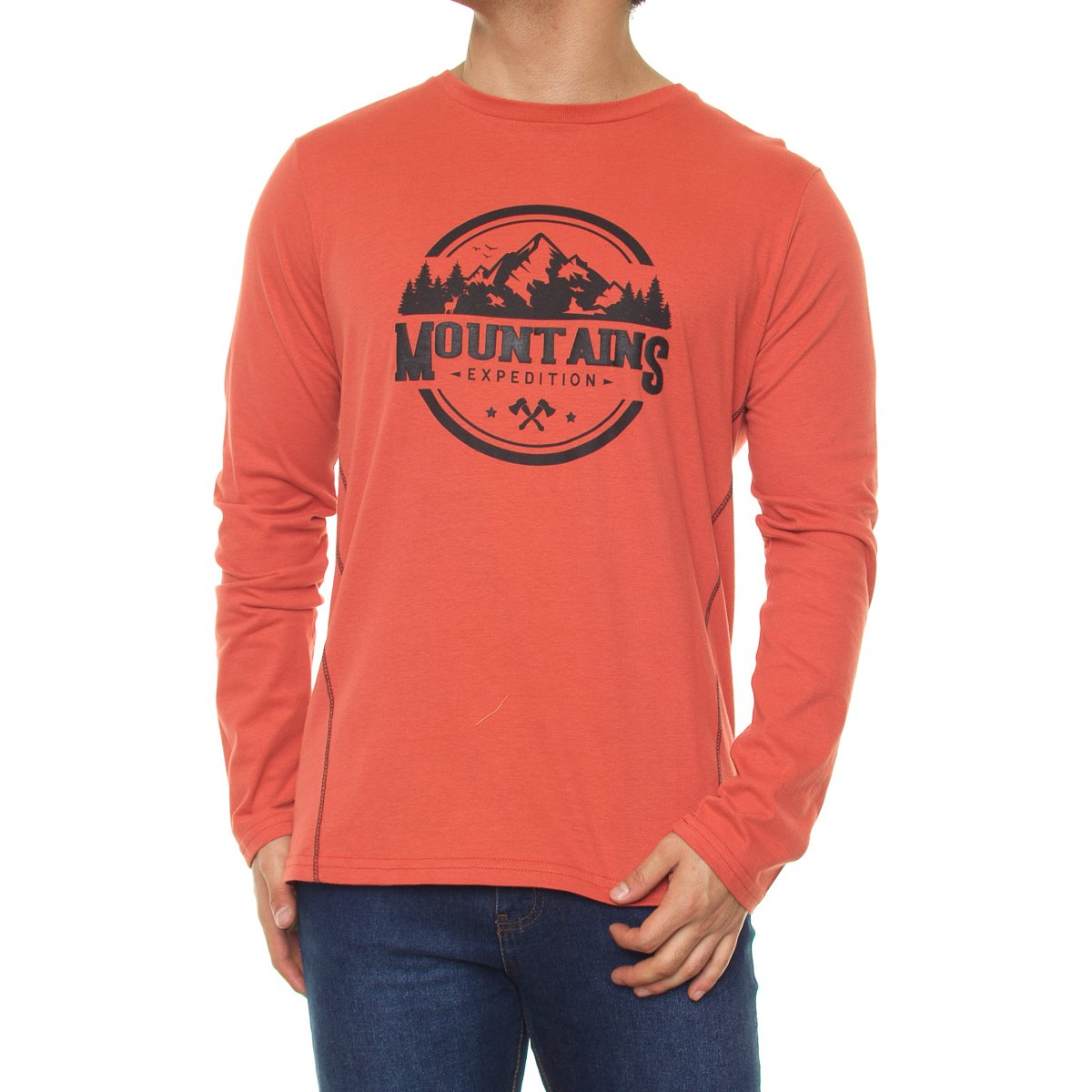 Playera Manga Larga para Hombre Silver Plate