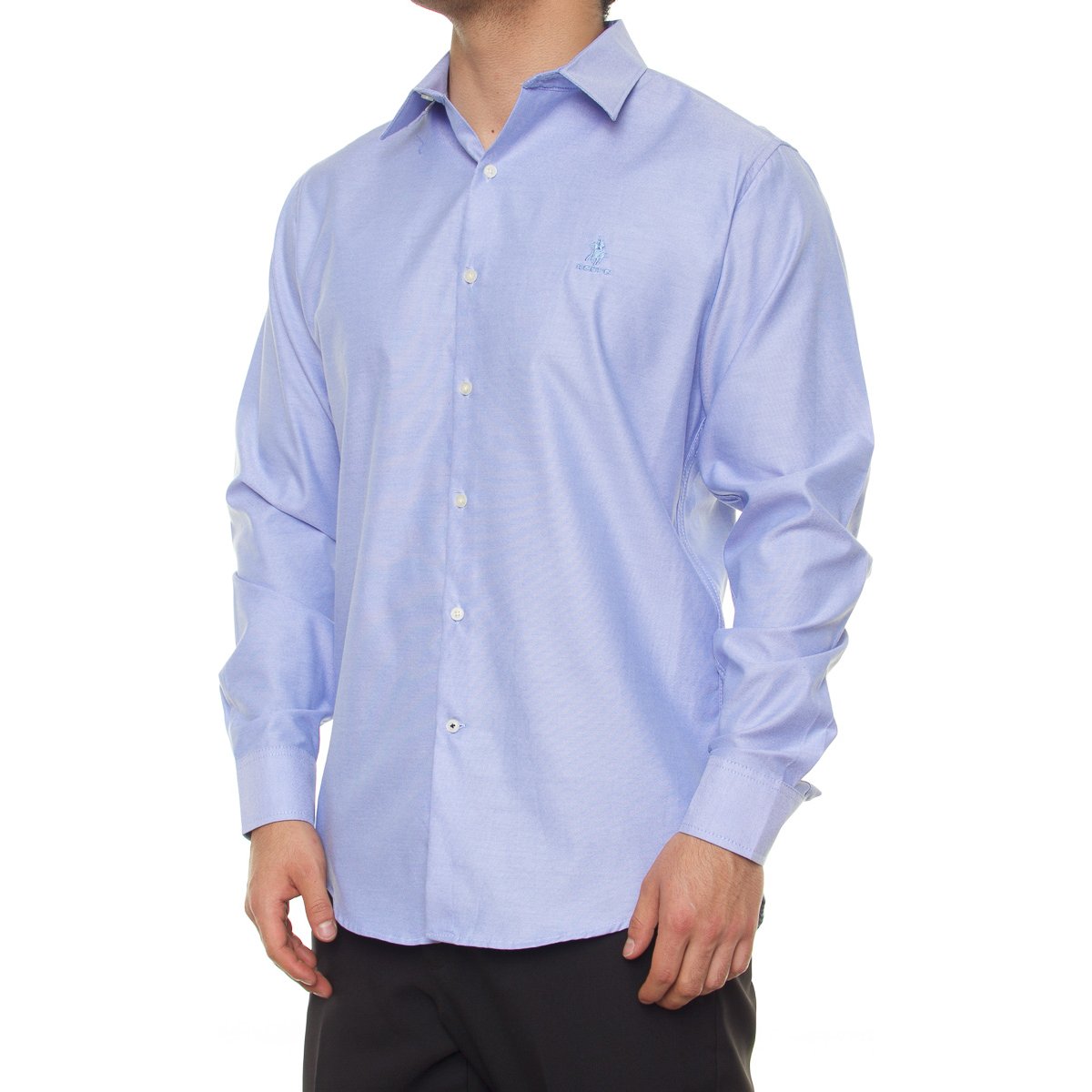 Camisa Casual Slim Fit Manga Larga Lisa para Hombre Polo Club