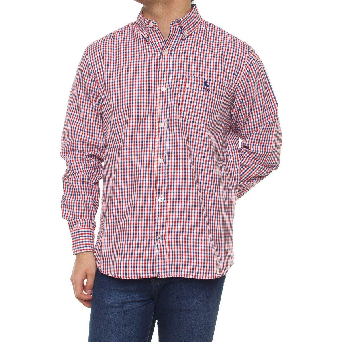 Camisa Casual Manga Larga Estampada Cuadros para Hombre Polo Club