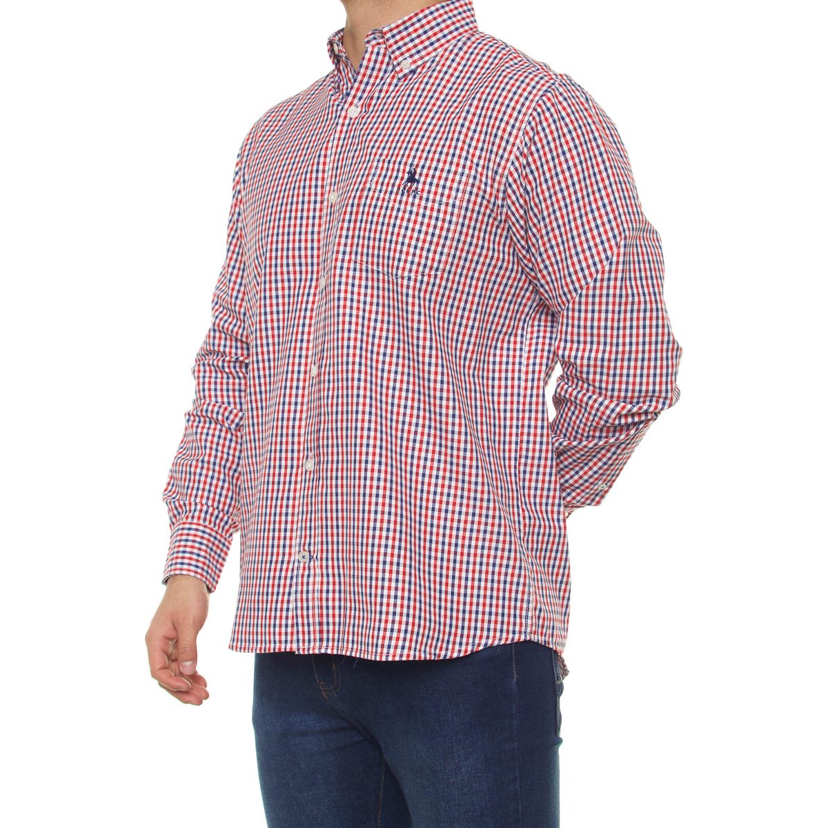 Camisa Casual Manga Larga Estampada Cuadros para Hombre Polo Club