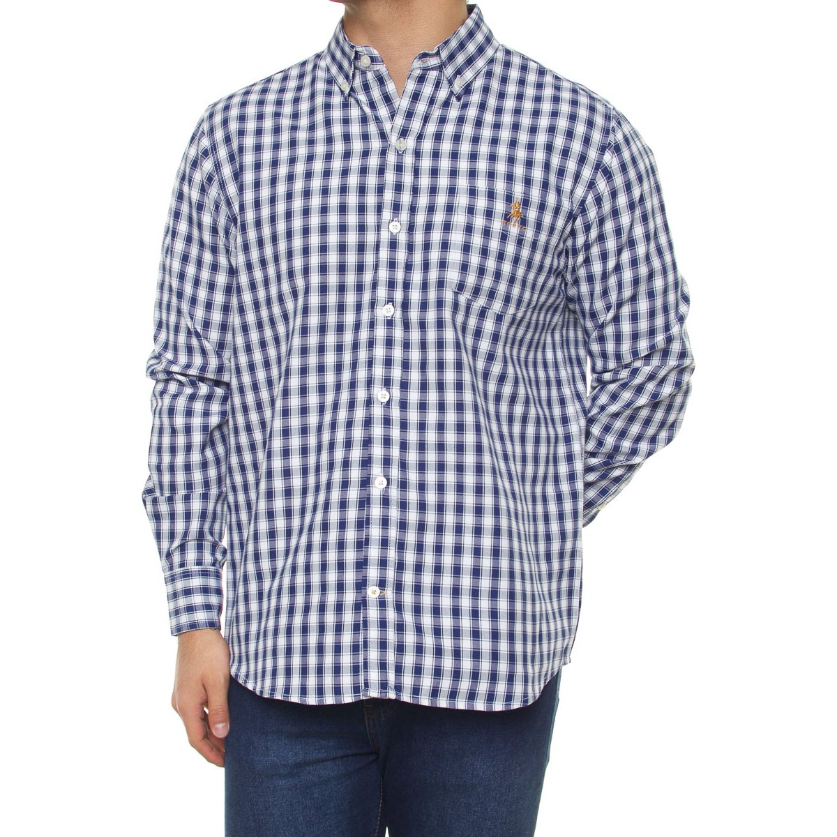 Camisa Casual Manga Larga Estampado Cuadros para Hombre Polo Club