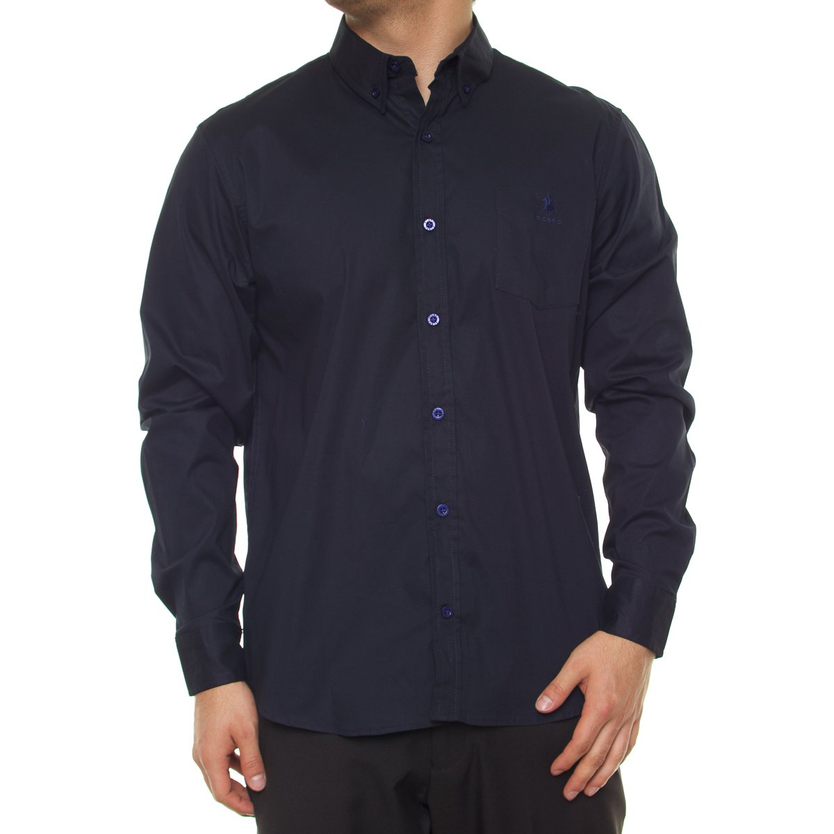 Camisa Casual Stretch Manga Larga Lisa para Hombre Polo Club