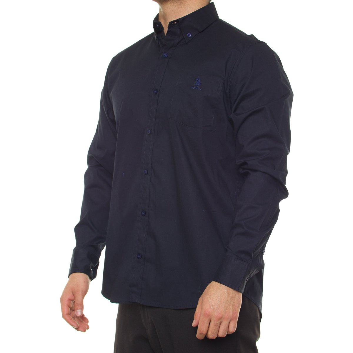 Camisa Casual Stretch Manga Larga Lisa para Hombre Polo Club