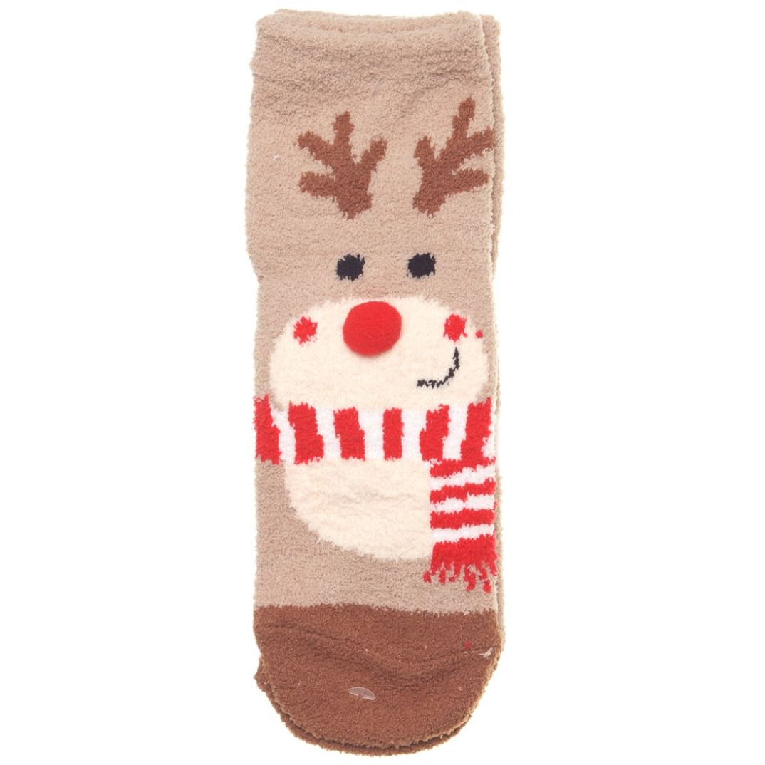 Set 3 Calcetin Calcetufla Antifaz Navidad Reno para Niños