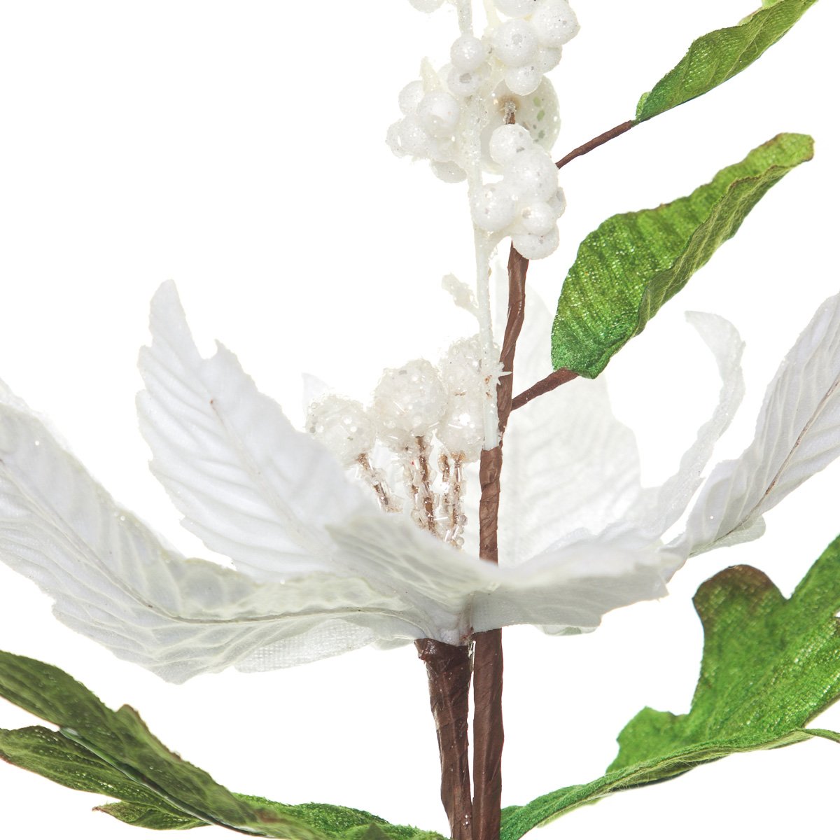 Flor de Nochebuena Blanca con Berries 35Cm