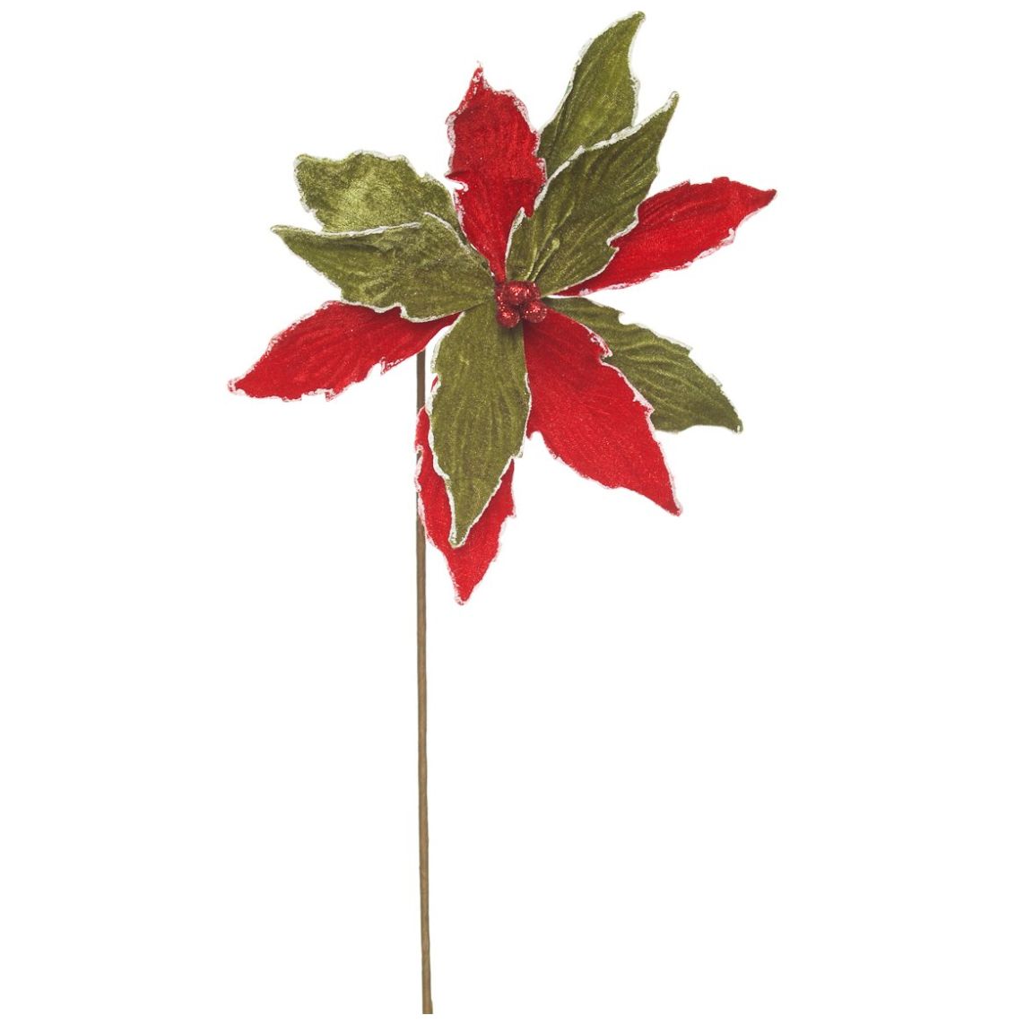 Flor de Nochebuena Rojo con Verde 46Cm Hungs