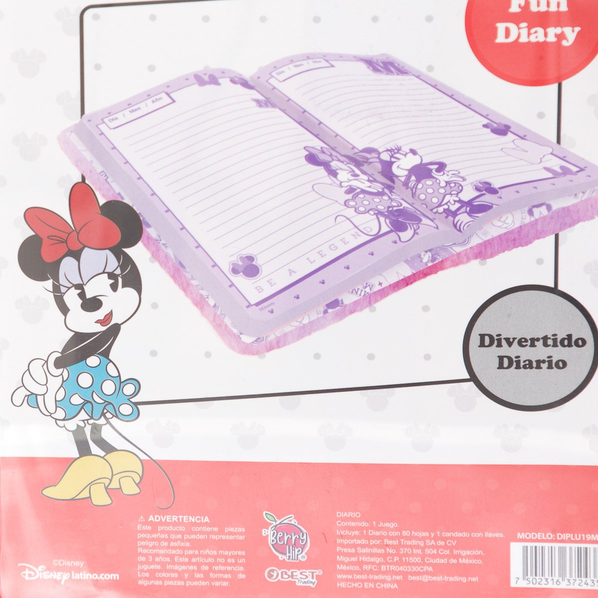 Diario Plush Minnie para Niñas Hello Kitty
