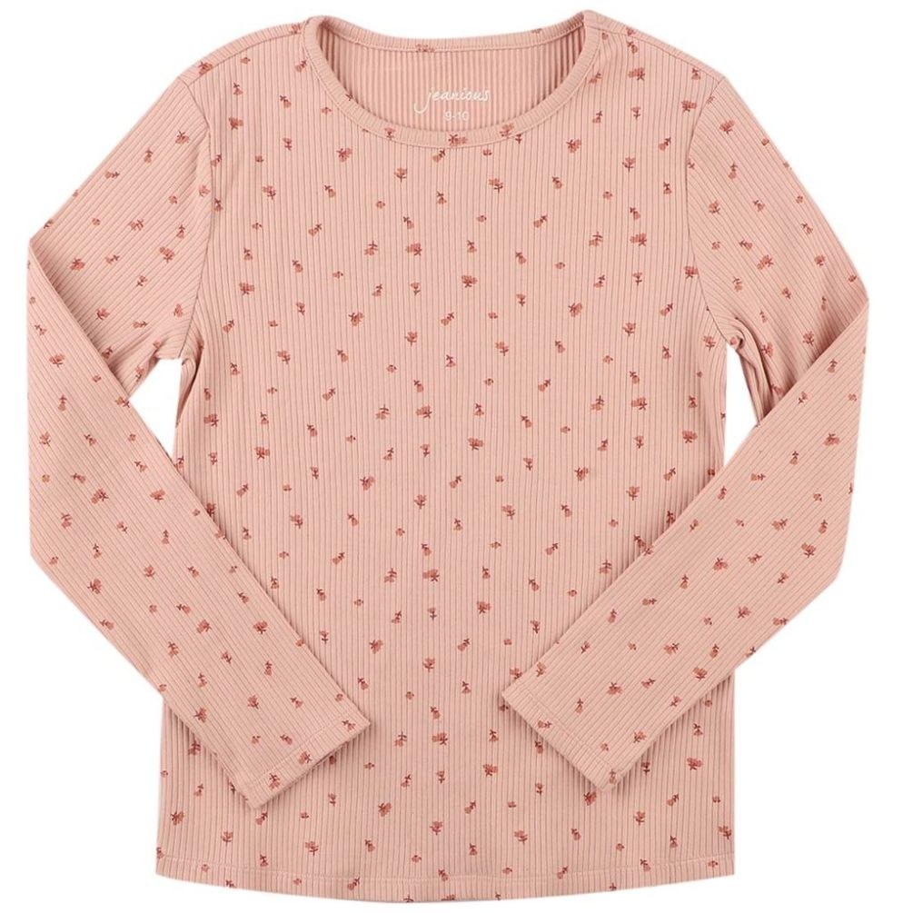 Playera Manga Larga Rib Estamada para Bebé Niña Jeanious