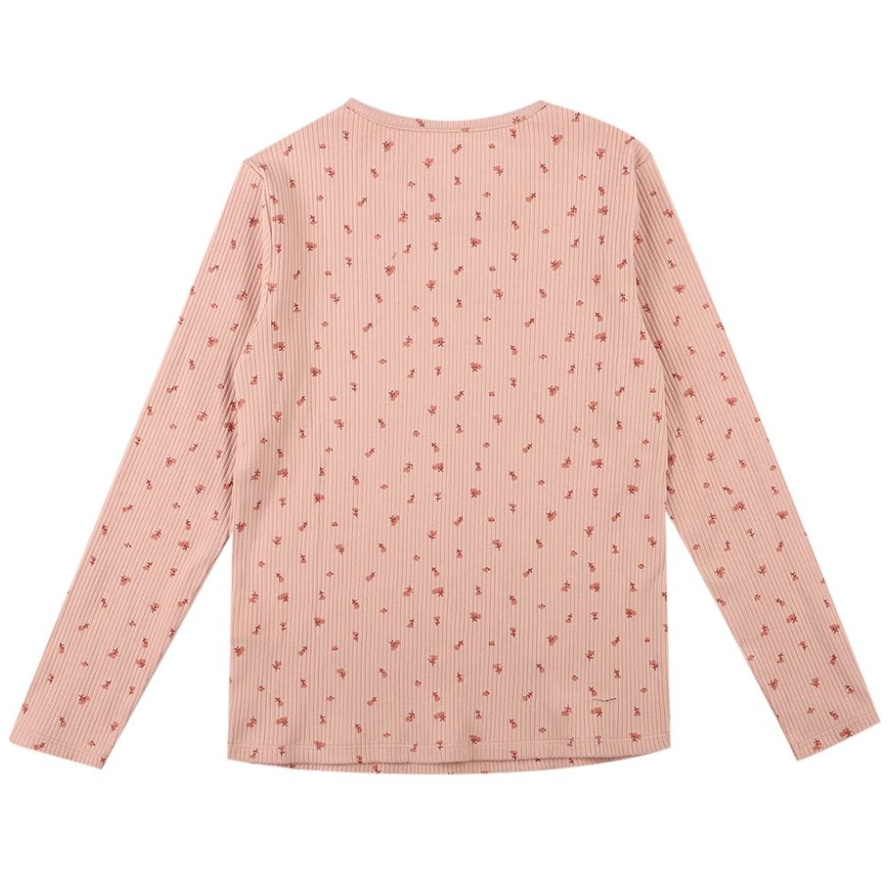 Playera Manga Larga Rib Estamada para Bebé Niña Jeanious