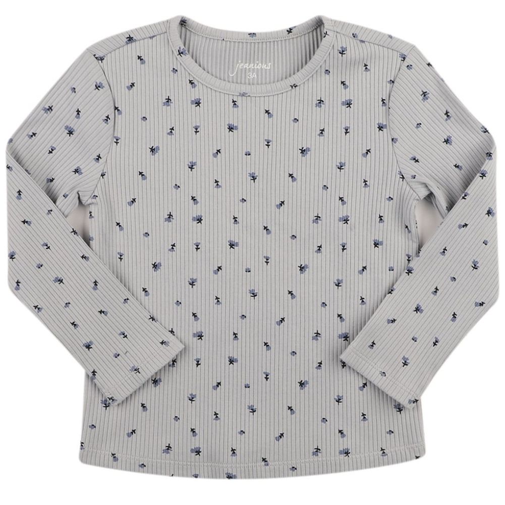 Playera Manga Larga Rib Estamada para Bebé Niña Jeanious