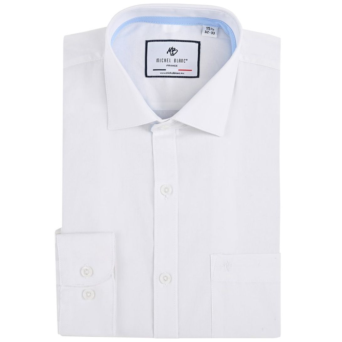 Camisa de Vestir Michel Blanc Corte Regular Blanca para Hombre