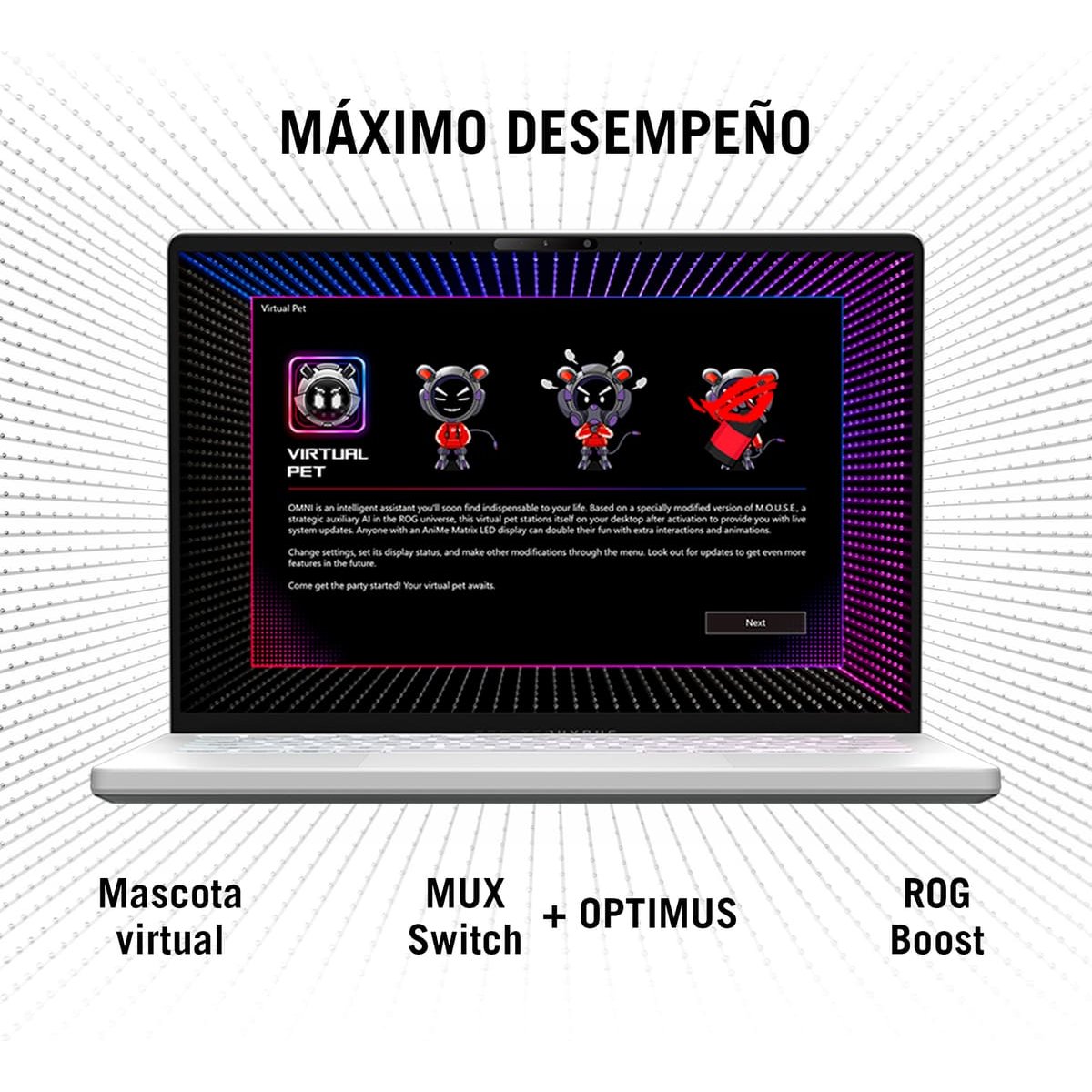 Laptop Asus Rog Ga402Rk-L8163W R9 6Th 16G 1Tssd Rx6800S Anime Matrix Blanca