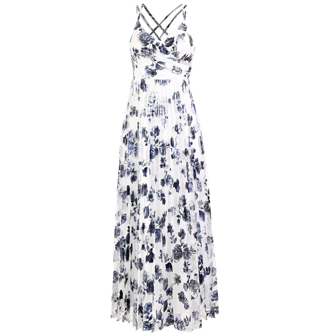 Vestido plisado de falda doble con tirantes y lazo Rosa perlado Tallas Grandes