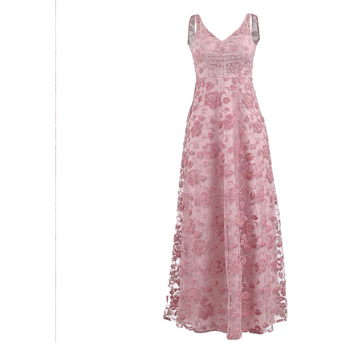 Vestidos largos de chiffon con tirantes finos en escote en V y bolsillo Lavanda Tallas Grandes
