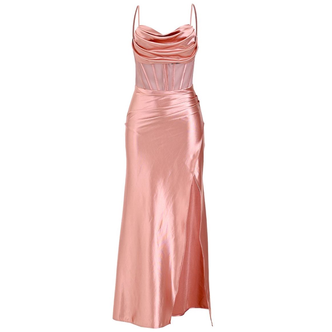 Vestido Largo Pink Gallery Licra Satinada para Mujer