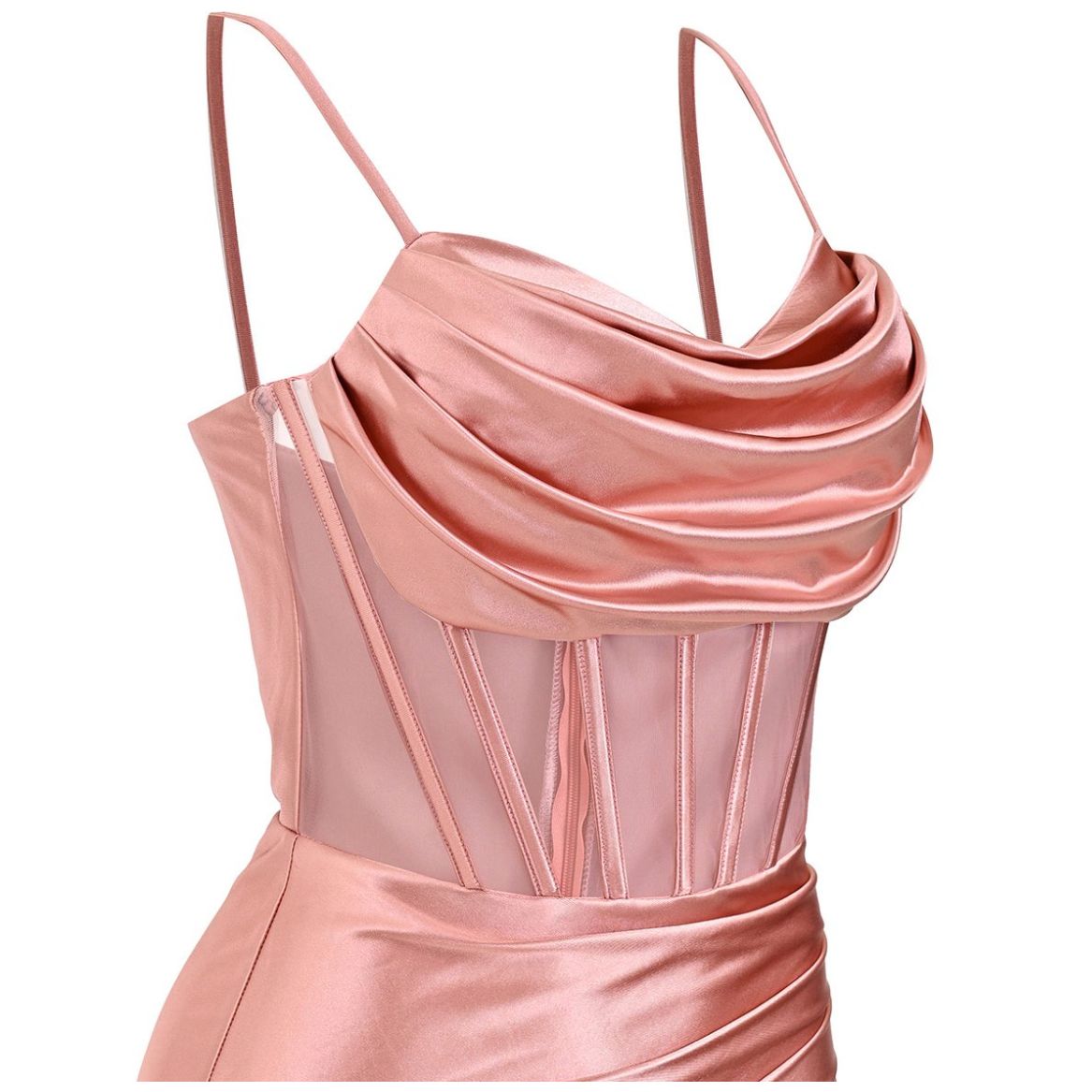 Vestido Largo Pink Gallery Licra Satinada para Mujer