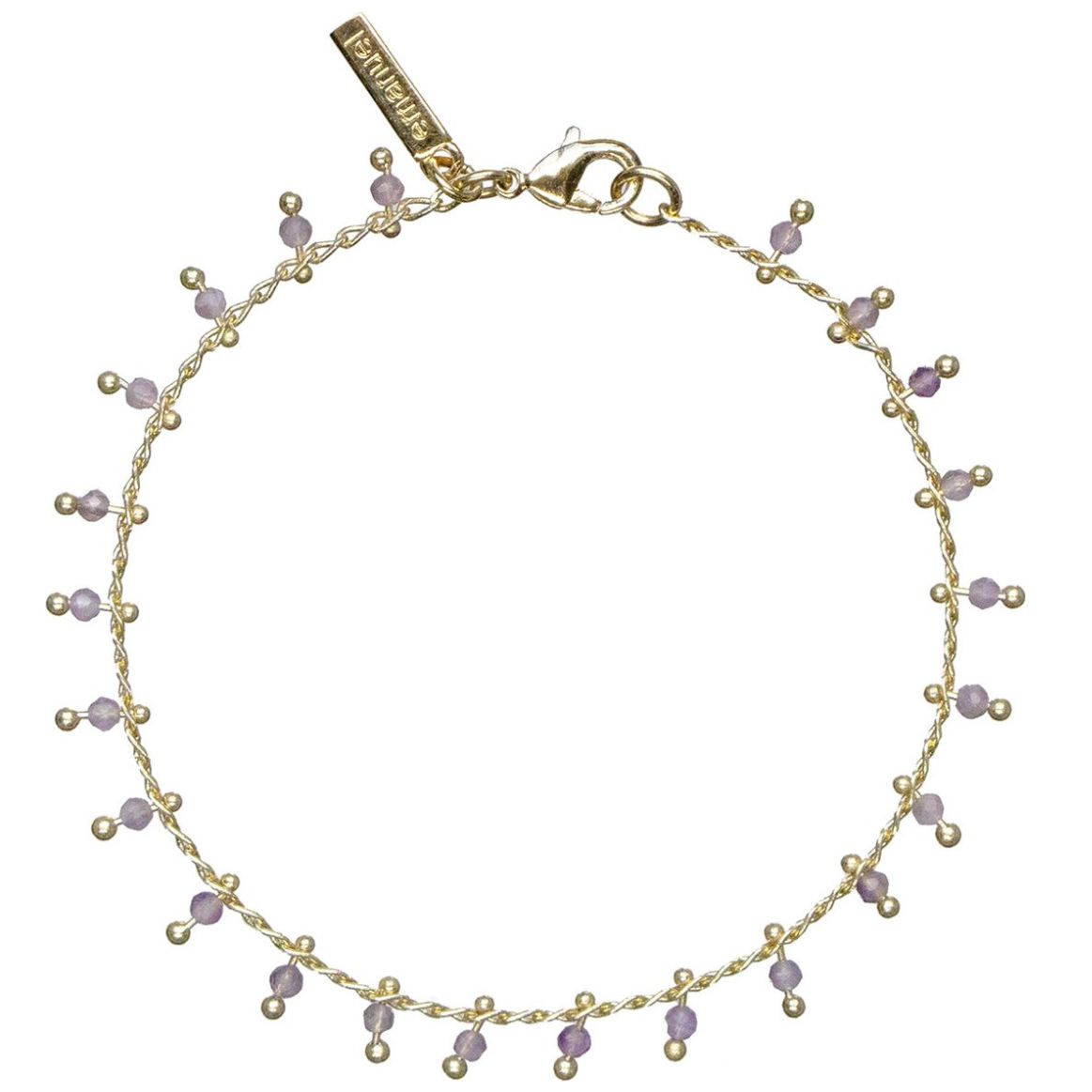 Pulsera en Dorado con Cadena Especial de Piedra Natural Amatista Facetada Emanuel Ungaro