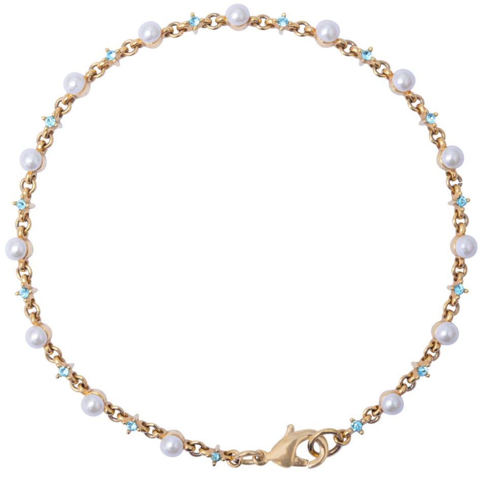 Pulsera en Acabado Dorado con Cristales Y Perlas Carré