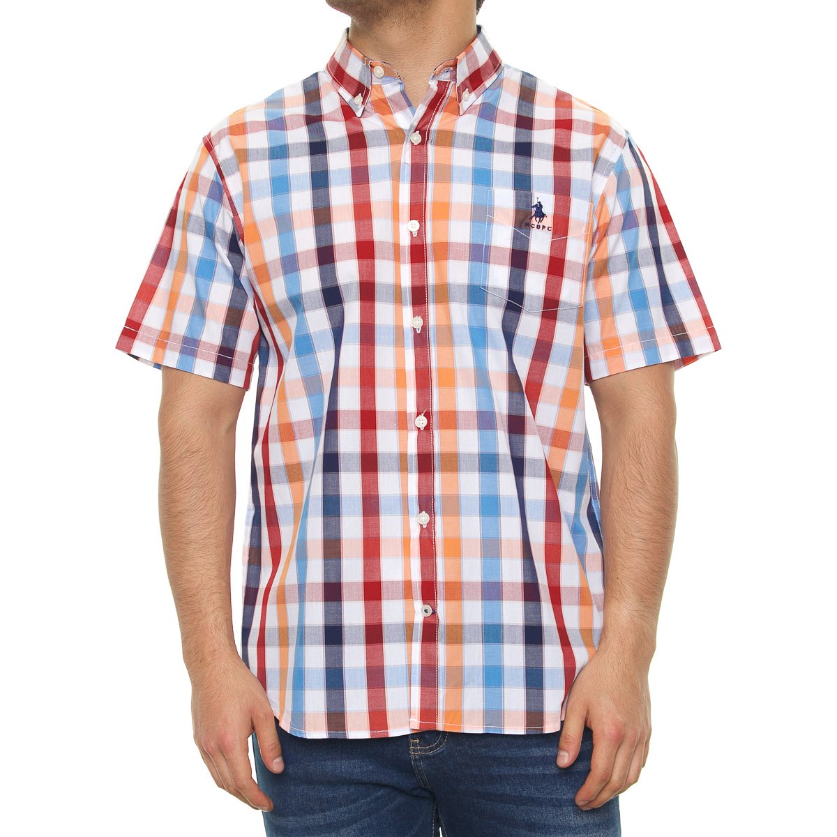 Camisa Manga Corta Cuadros para Hombre Polo Club