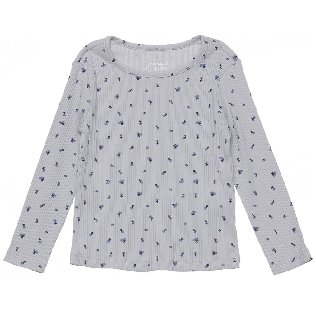 Playera Manga Larga Rib Estamada para Bebé Niña Jeanious