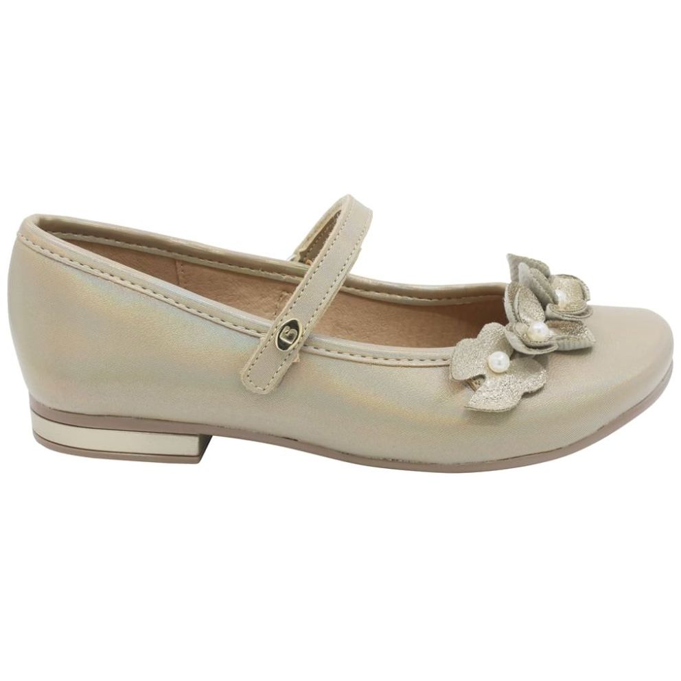 Zapatilla Coqueta Dorado con Flores