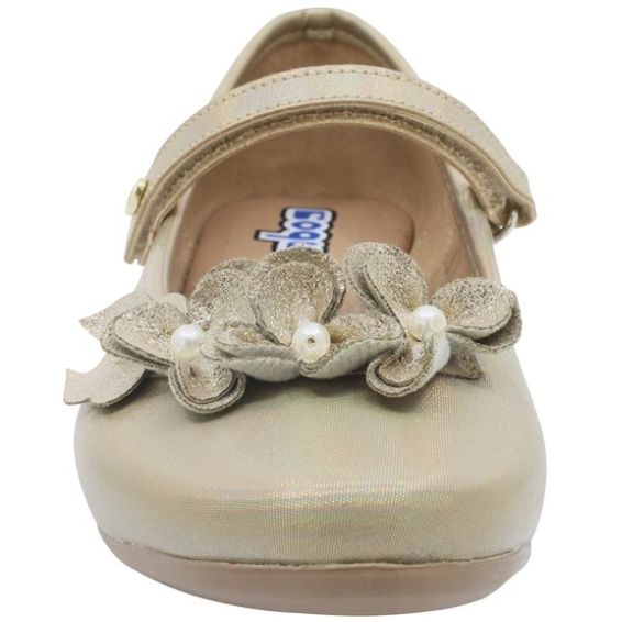 Zapatilla Coqueta Dorado con Flores