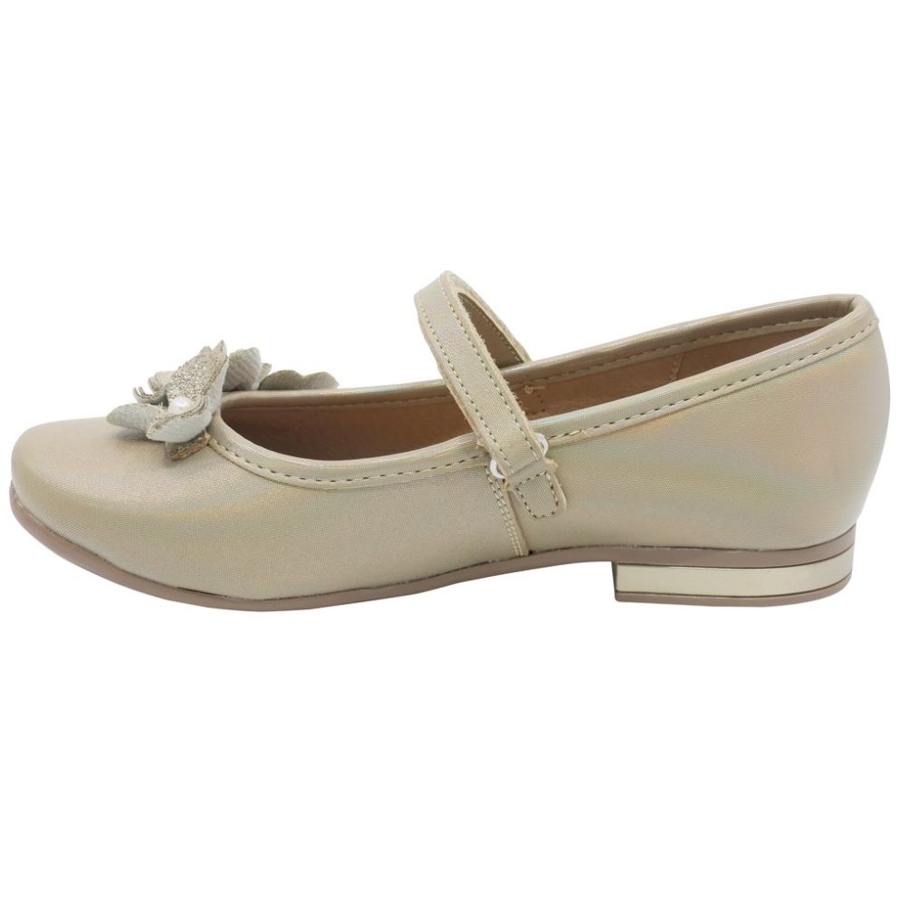 Zapatilla Coqueta Dorado con Flores